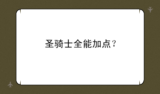 圣骑士全能加点？