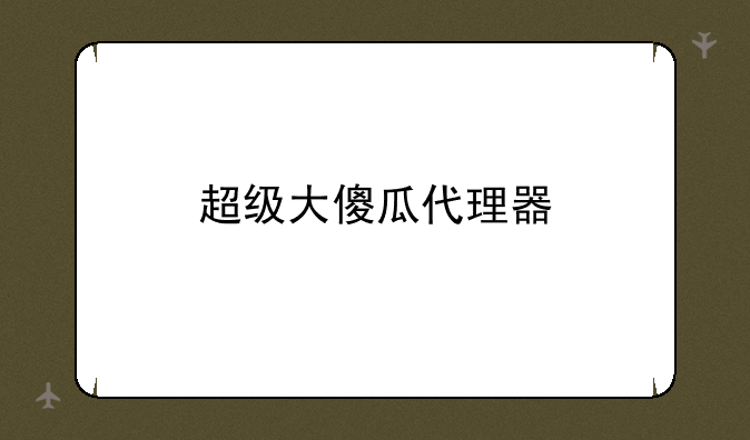 超级大傻瓜代理器
