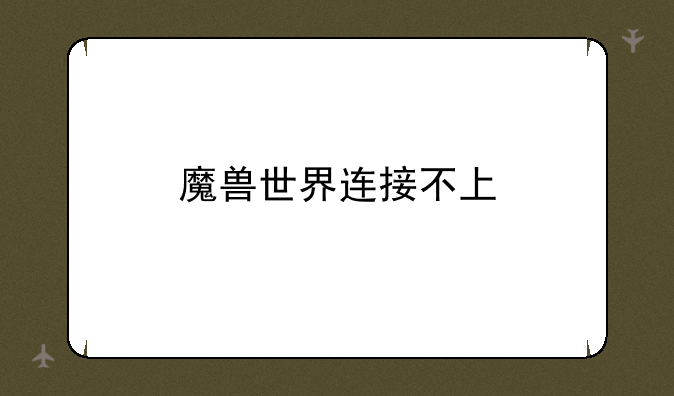 魔兽世界连接不上