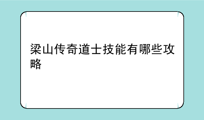 梁山传奇道士技能有哪些攻略