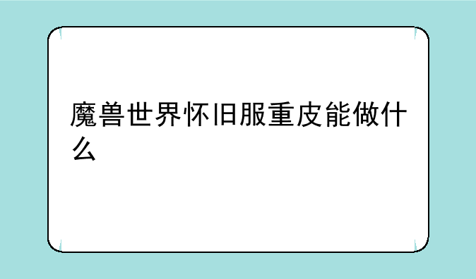 魔兽世界怀旧服重皮能做什么