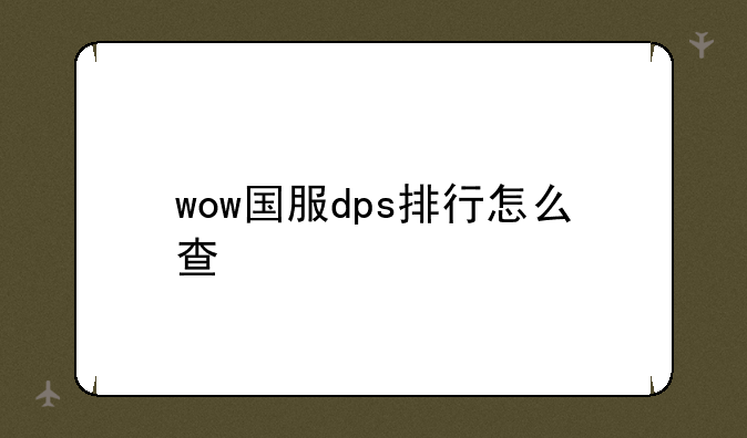 wow国服dps排行怎么查