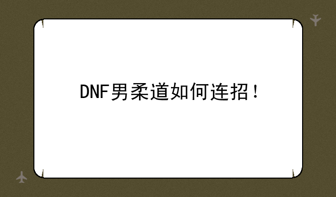 DNF男柔道如何连招！