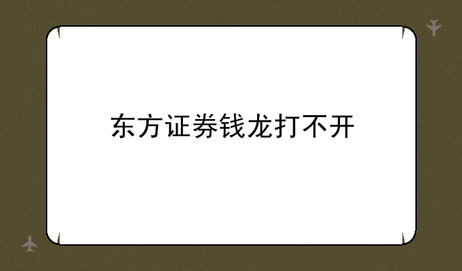 东方证券钱龙打不开