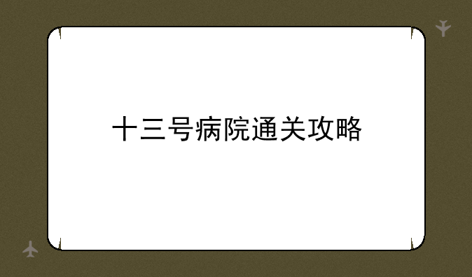 十三号病院通关攻略