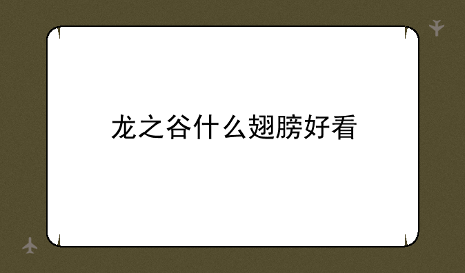 龙之谷什么翅膀好看