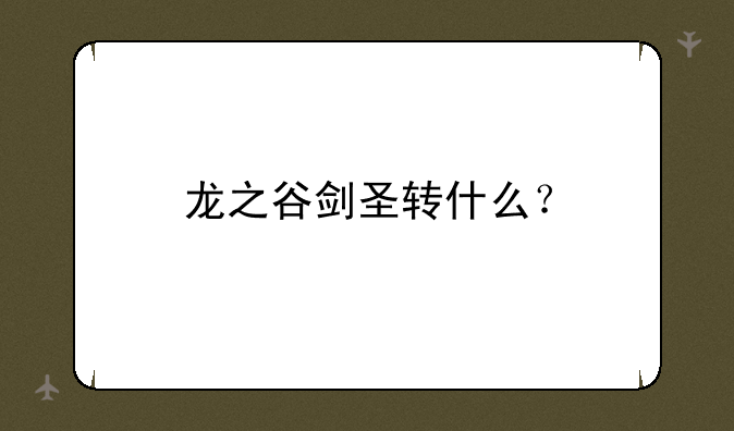 龙之谷剑圣转什么？