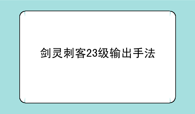 剑灵刺客23级输出手法