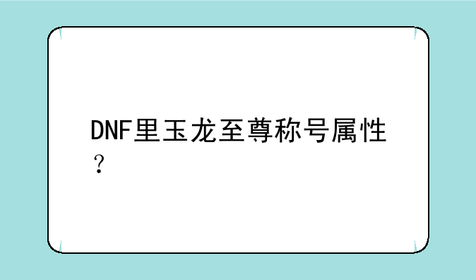 DNF里玉龙至尊称号属性？