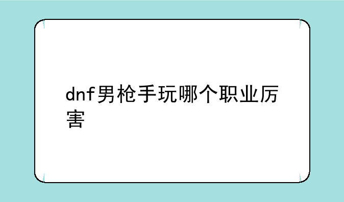 dnf男枪手玩哪个职业厉害
