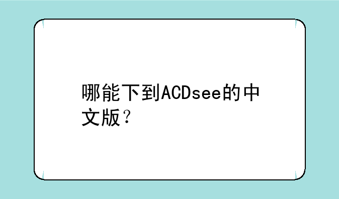 哪能下到ACDsee的中文版？
