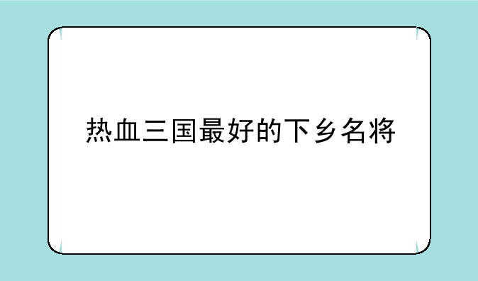 热血三国最好的下乡名将