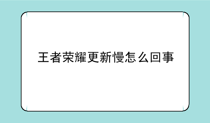 王者荣耀更新慢怎么回事
