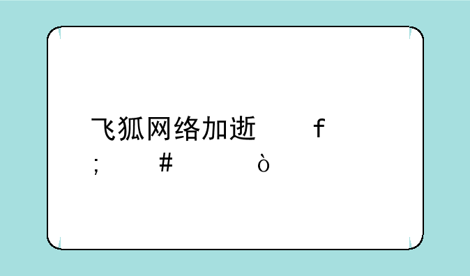 飞狐网络加速器怎么样？