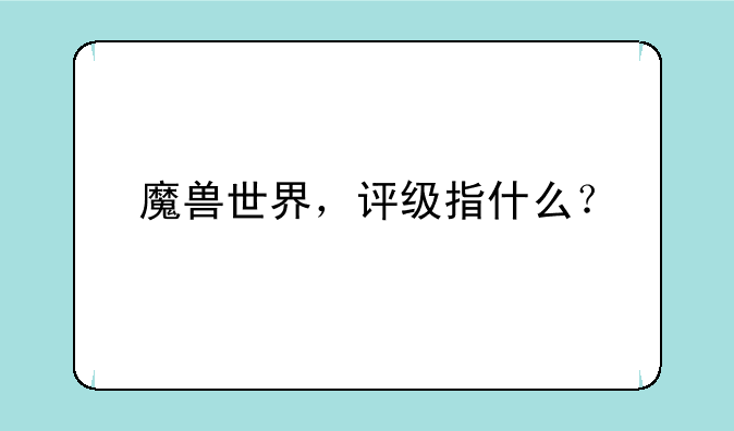 魔兽世界，评级指什么？