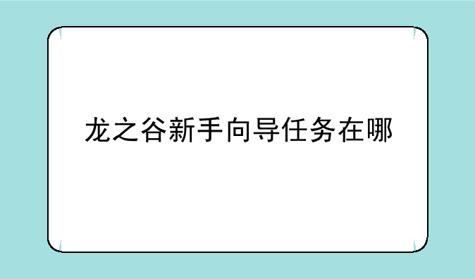 龙之谷新手向导任务在哪
