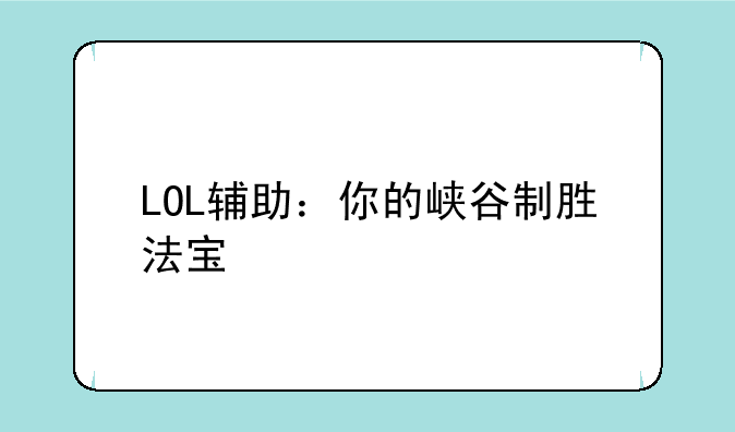 LOL辅助：你的峡谷制胜法宝