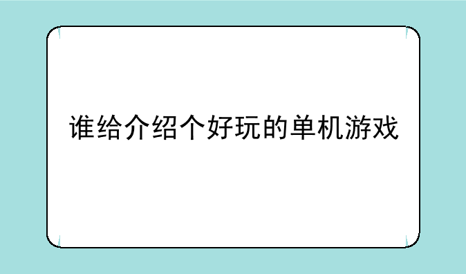 谁给介绍个好玩的单机游戏