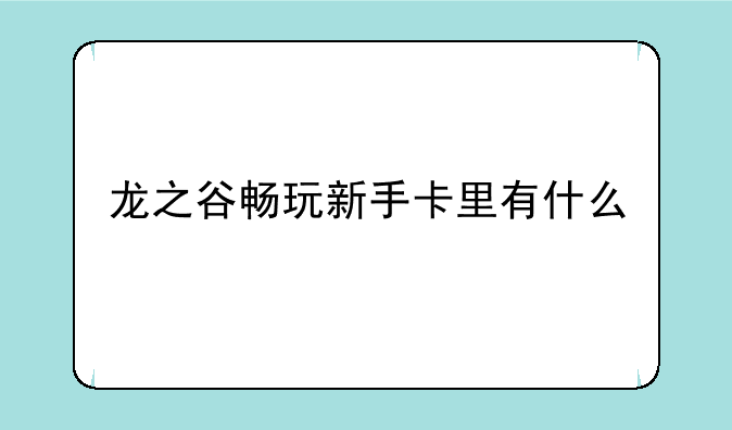 龙之谷畅玩新手卡里有什么