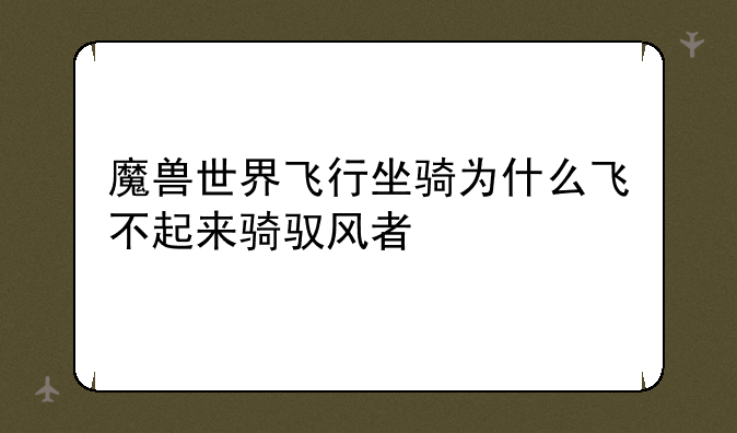 魔兽世界飞行坐骑为什么飞不起来骑驭风者