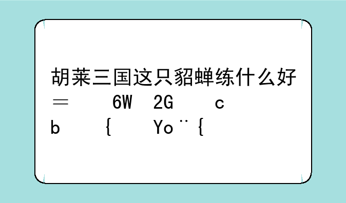 胡莱三国这只貂蝉练什么好？单挑还是统御？