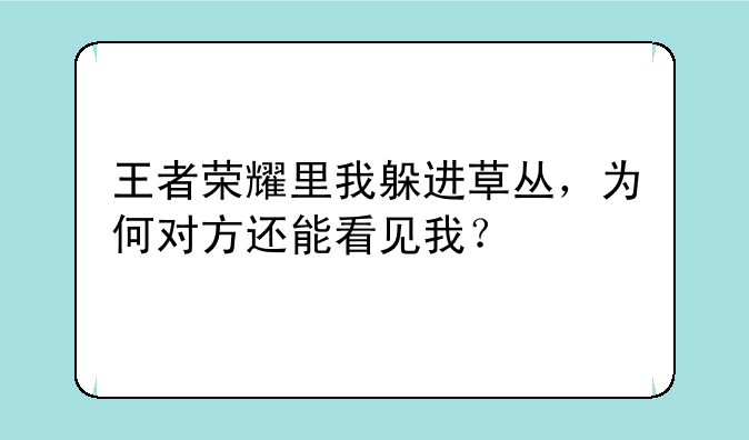 王者荣耀里我躲进草丛，为何对方还能看见我？