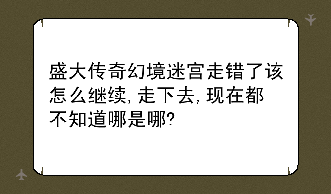 盛大传奇幻境迷宫走错了该怎么继续,走下去,现在都不知道哪是哪?