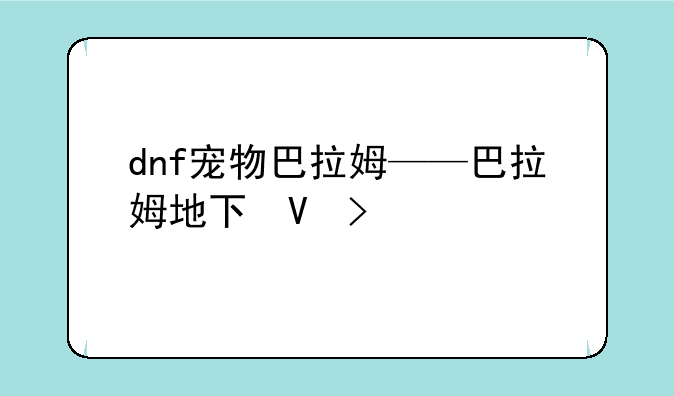 dnf宠物巴拉姆——巴拉姆地下城