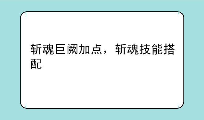 斩魂巨阙加点，斩魂技能搭配
