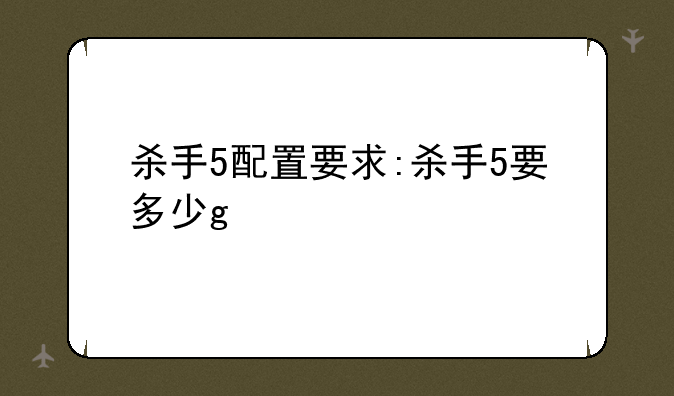 杀手5配置要求:杀手5要多少g