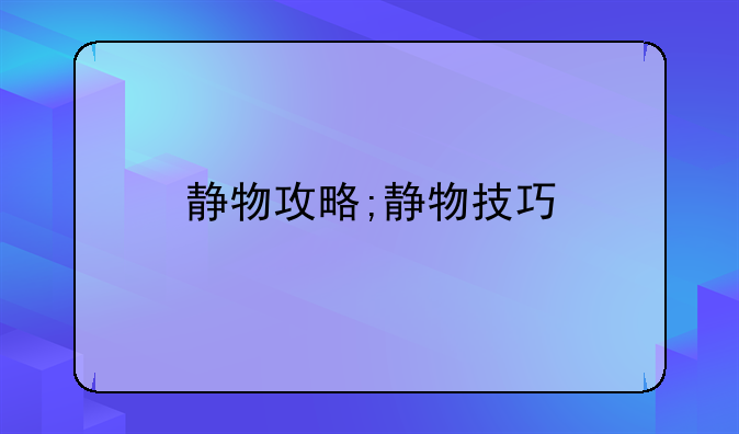 静物攻略;静物技巧