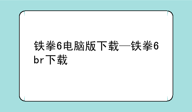 铁拳6电脑版下载—铁拳6br下载