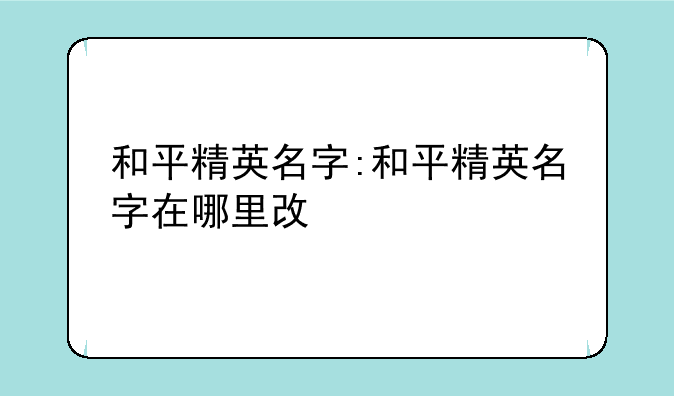 和平精英名字:和平精英名字在哪里改