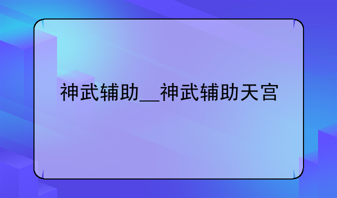 神武辅助__神武辅助天宫