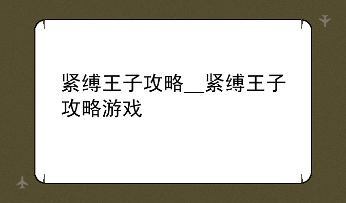 紧缚王子攻略__紧缚王子攻略游戏