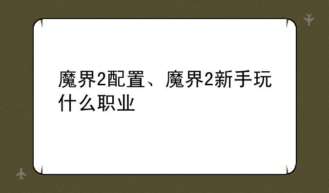 魔界2配置、魔界2新手玩什么职业