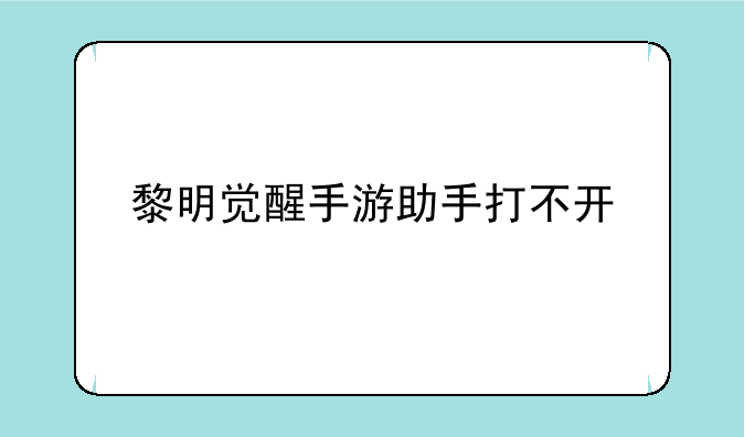 黎明觉醒手游助手打不开