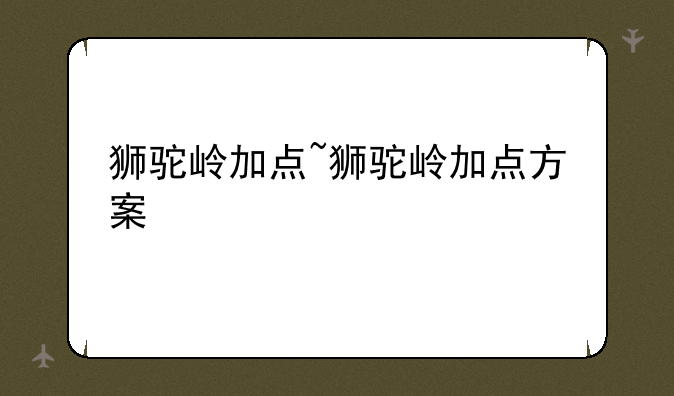 狮驼岭加点~狮驼岭加点方案