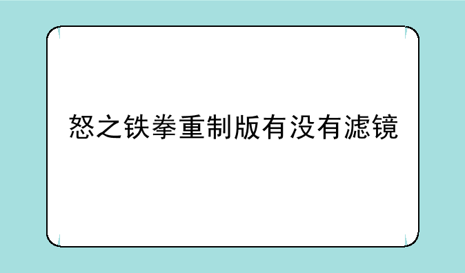怒之铁拳重制版有没有滤镜